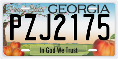 GA license plate PZJ2175