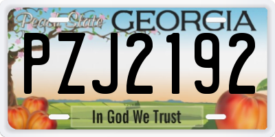GA license plate PZJ2192