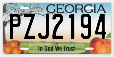 GA license plate PZJ2194