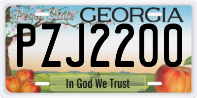 GA license plate PZJ2200
