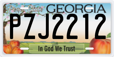 GA license plate PZJ2212