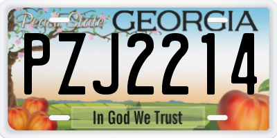 GA license plate PZJ2214