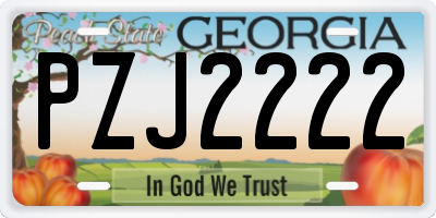 GA license plate PZJ2222