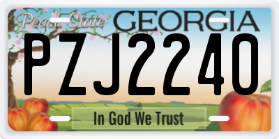 GA license plate PZJ2240