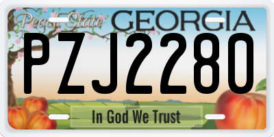 GA license plate PZJ2280