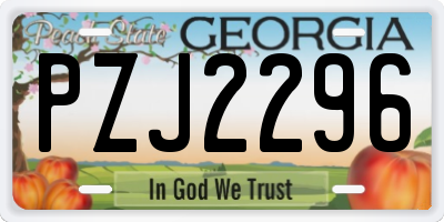 GA license plate PZJ2296