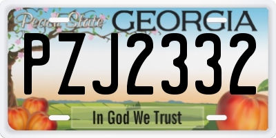 GA license plate PZJ2332