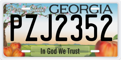 GA license plate PZJ2352