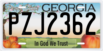 GA license plate PZJ2362