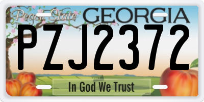 GA license plate PZJ2372