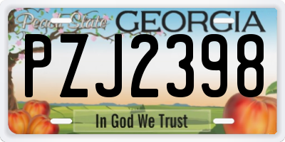 GA license plate PZJ2398