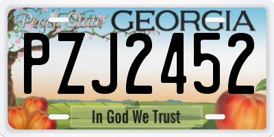GA license plate PZJ2452
