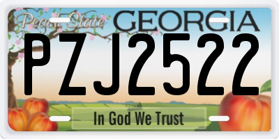 GA license plate PZJ2522
