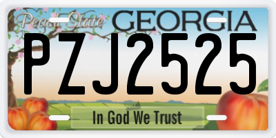 GA license plate PZJ2525
