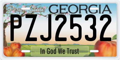 GA license plate PZJ2532