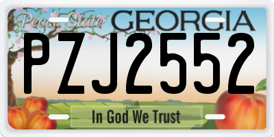 GA license plate PZJ2552