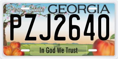 GA license plate PZJ2640