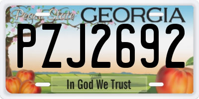 GA license plate PZJ2692