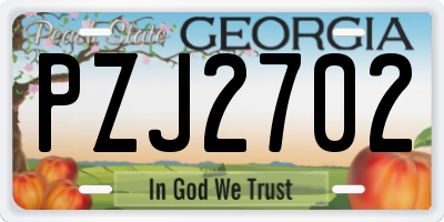 GA license plate PZJ2702