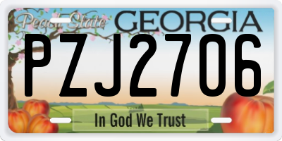 GA license plate PZJ2706