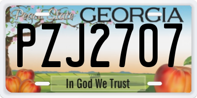 GA license plate PZJ2707