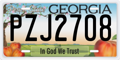 GA license plate PZJ2708