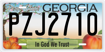 GA license plate PZJ2710