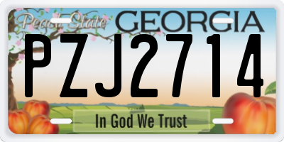 GA license plate PZJ2714