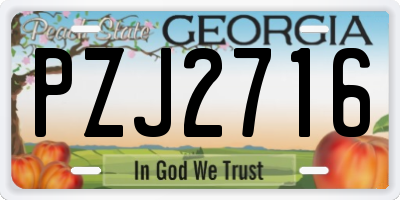 GA license plate PZJ2716