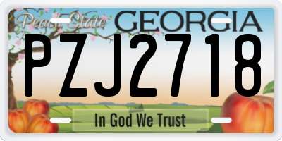 GA license plate PZJ2718