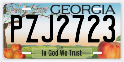 GA license plate PZJ2723