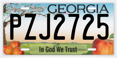 GA license plate PZJ2725