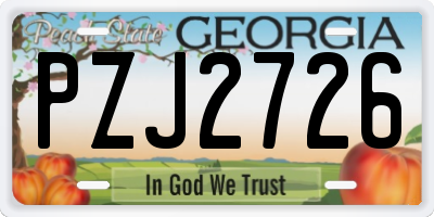 GA license plate PZJ2726
