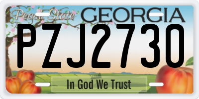 GA license plate PZJ2730