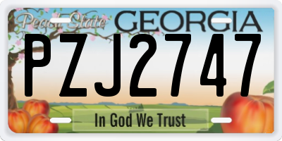 GA license plate PZJ2747