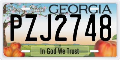 GA license plate PZJ2748