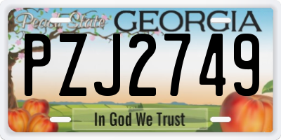 GA license plate PZJ2749
