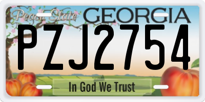 GA license plate PZJ2754