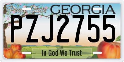 GA license plate PZJ2755