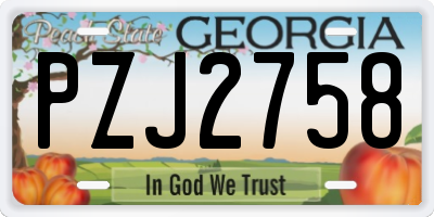 GA license plate PZJ2758