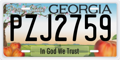 GA license plate PZJ2759