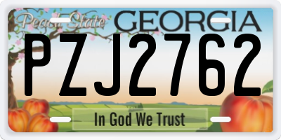 GA license plate PZJ2762
