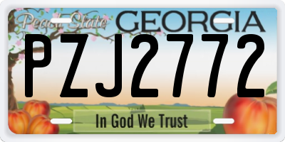 GA license plate PZJ2772