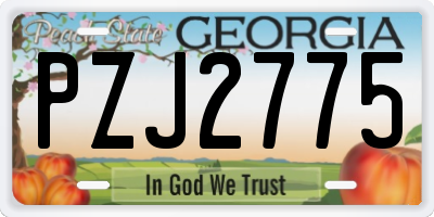 GA license plate PZJ2775