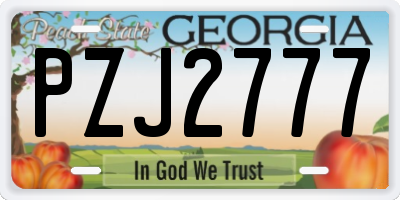 GA license plate PZJ2777