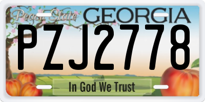 GA license plate PZJ2778