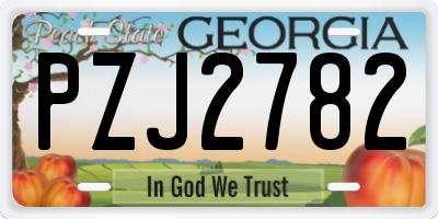 GA license plate PZJ2782