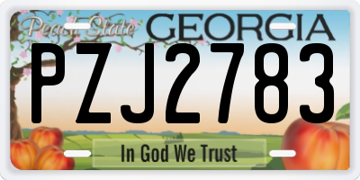 GA license plate PZJ2783
