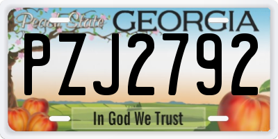 GA license plate PZJ2792