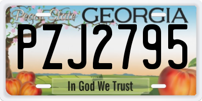 GA license plate PZJ2795